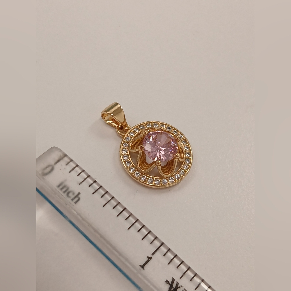 New 18k Goldplated Pink & Gemstone Pendant ¾" Pretty Bird - Picture 2 of 6